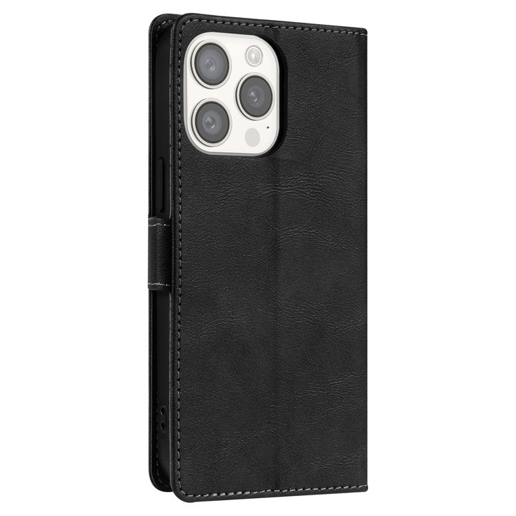 N.BEKUS CSJ-001 For iPhone 14 Pro Max Case PU Leather Magnetic Clasp Shockproof  Cover - Black