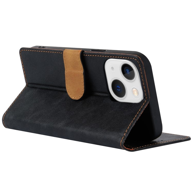 N.BEKUS CSJ-001 For iPhone 14 Phone Wallet Case PU Leather Folding Stand Cover - Black