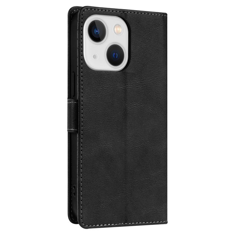 N.BEKUS CSJ-001 For iPhone 14 Phone Wallet Case PU Leather Folding Stand Cover - Black