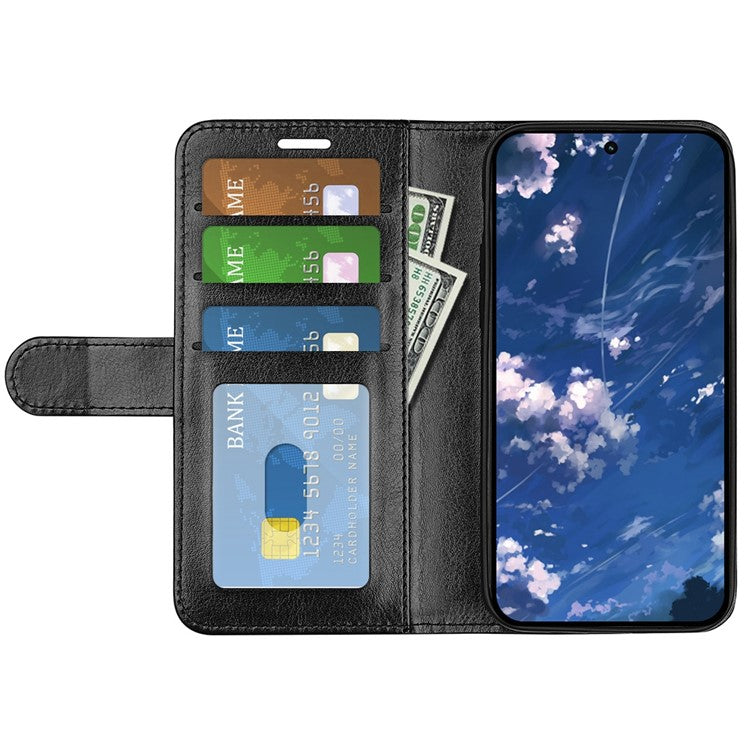 Crazy Horse Texture Wallet Case for Motorola Moto G32 4G, Foldable Stand PU Leather + TPU Folio Flip Phone Cover - Black