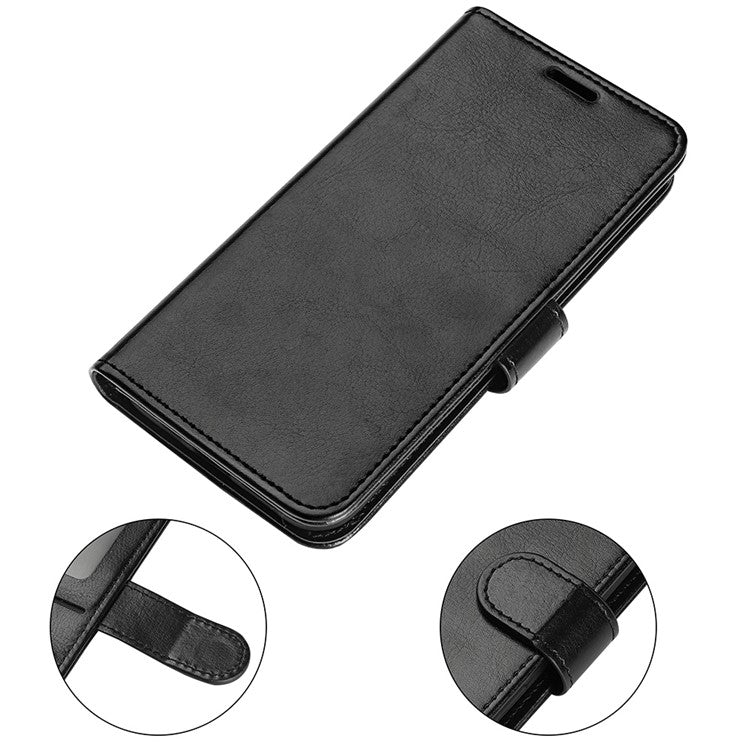Crazy Horse Texture Wallet Case for Motorola Moto G32 4G, Foldable Stand PU Leather + TPU Folio Flip Phone Cover - Black