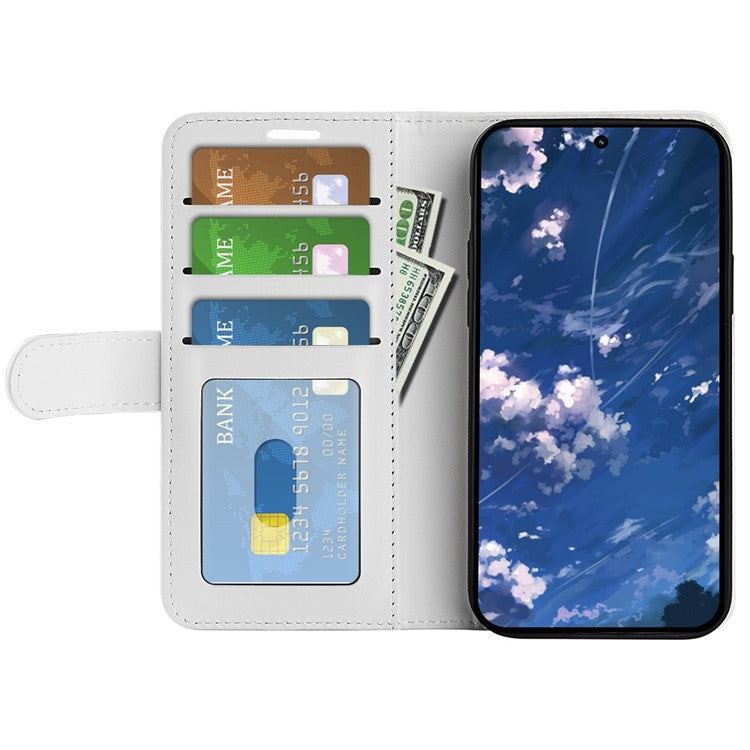 Crazy Horse Texture Wallet Case for Motorola Moto G32 4G, Foldable Stand PU Leather + TPU Folio Flip Phone Cover - White