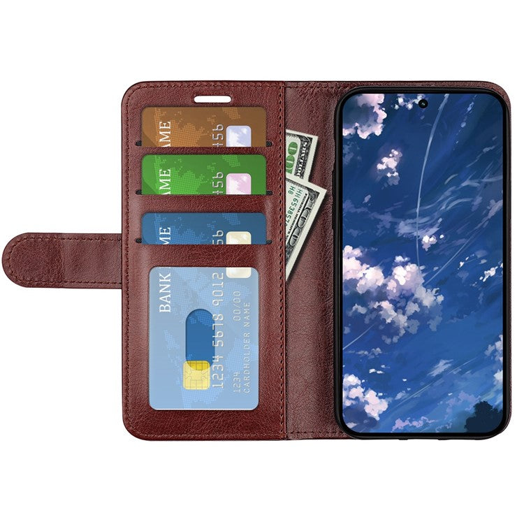 Crazy Horse Texture Wallet Case for Motorola Moto G32 4G, Foldable Stand PU Leather + TPU Folio Flip Phone Cover - Brown