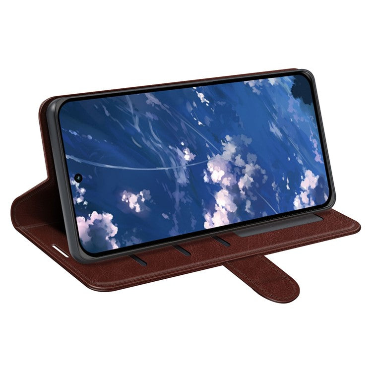 Crazy Horse Texture Wallet Case for Motorola Moto G32 4G, Foldable Stand PU Leather + TPU Folio Flip Phone Cover - Brown