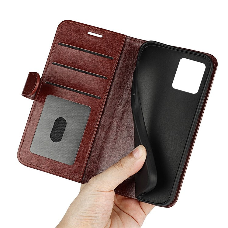 Crazy Horse Texture Wallet Case for Motorola Moto G32 4G, Foldable Stand PU Leather + TPU Folio Flip Phone Cover - Brown