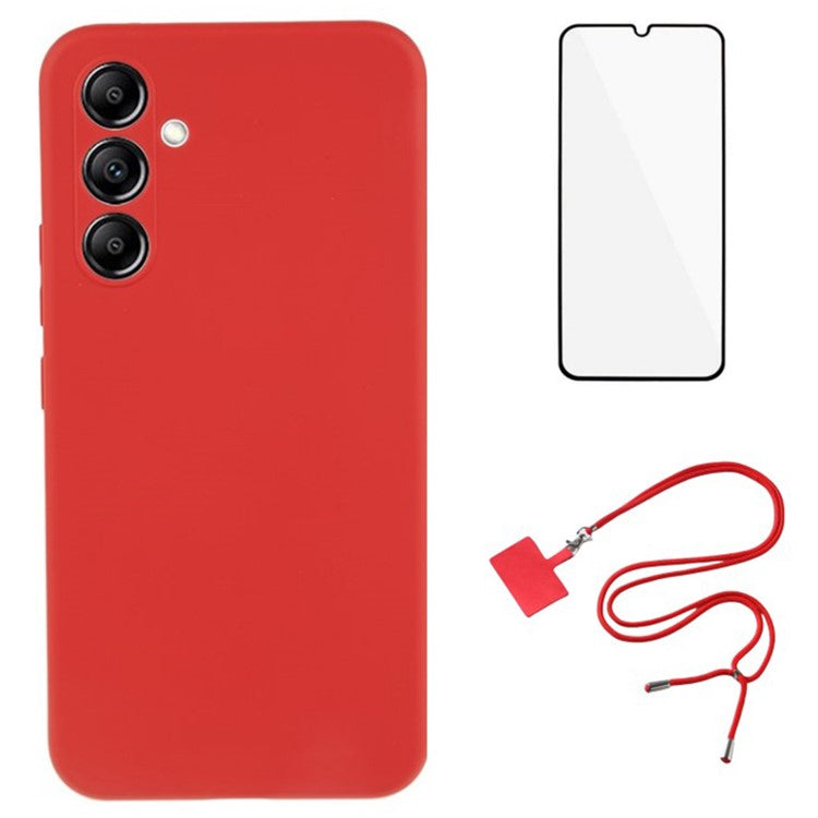 WANLONFENG RB1 Series For Samsung Galaxy A14 5G / A14 4G TPU Case Drop-Proof Slim Phone Cover with Screen Film - Red