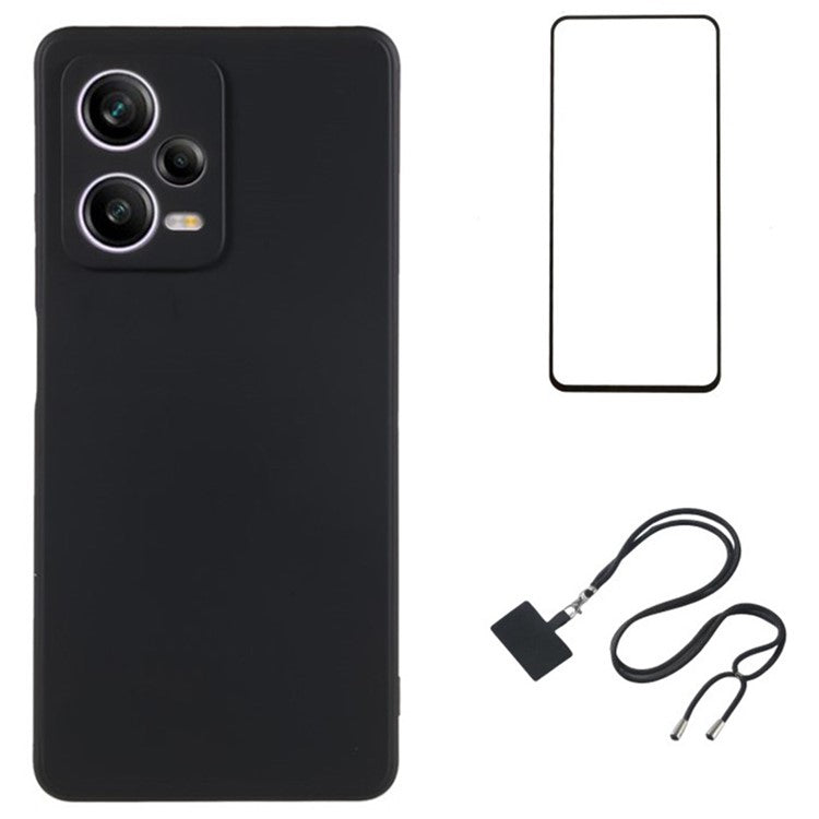 WANLONFENG RB1 Series For Xiaomi Redmi Note 12 Pro 5G Phone Case TPU Cover with Screen Film - Black
