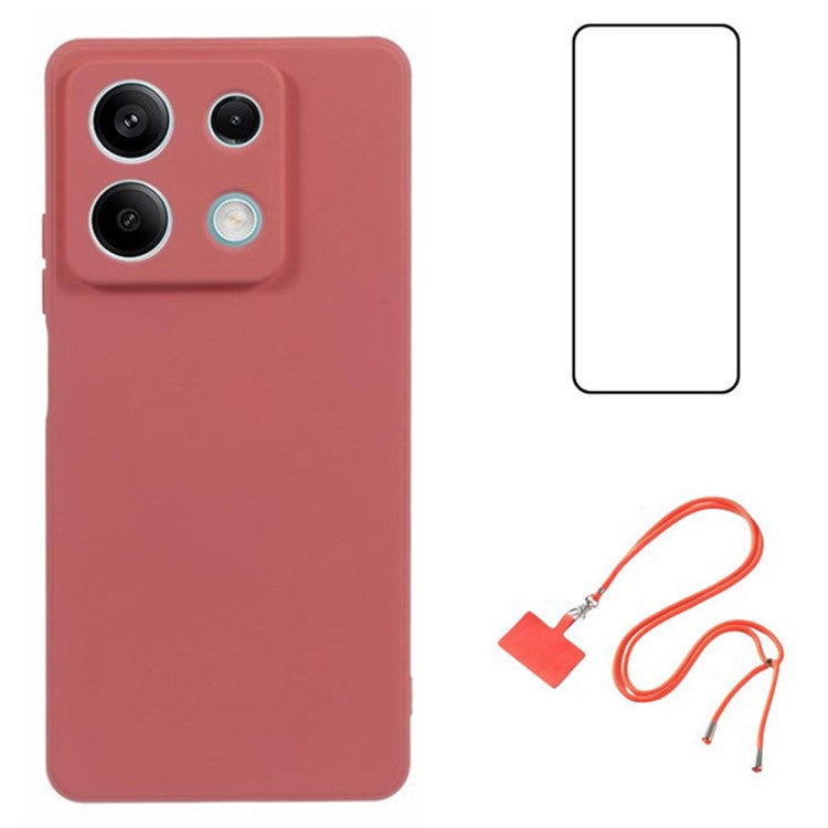 WANLONFENG RB1 Series For Xiaomi Redmi Note 13 Pro 5G / Poco X6 5G TPU Case Phone Cover with Screen Film - Hawthorn Red