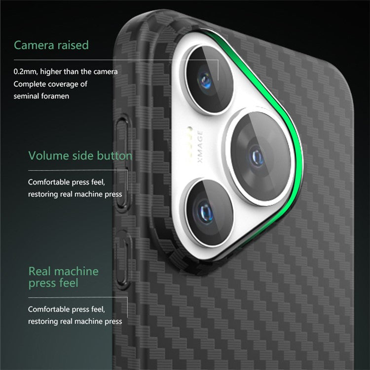 For Huawei Pura 70 Pro / Pura 70 Pro+ Case Carbon Fiber Texture PC Phone Cover - Black+Green