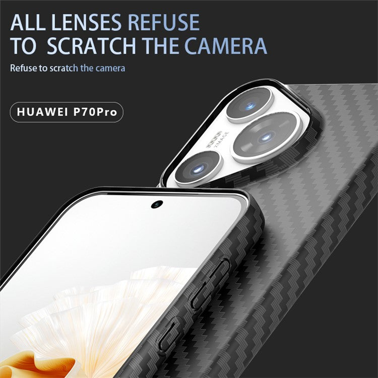 For Huawei Pura 70 Pro / Pura 70 Pro+ Case Carbon Fiber Texture PC Phone Cover - Black+Green