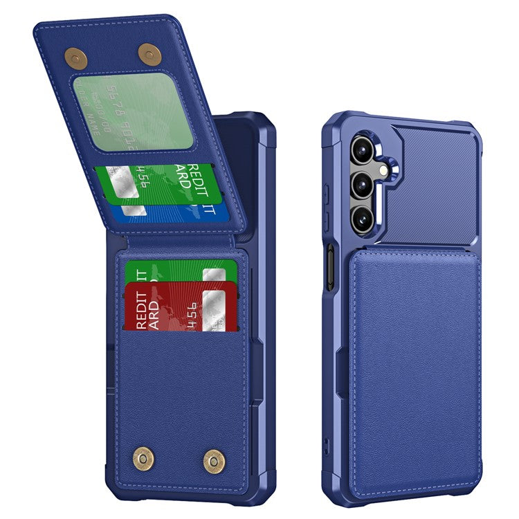 ZM11 For Samsung Galaxy A14 5G / 4G Case Card Slots Leather+TPU Anti-drop Phone Cover - Dark Blue