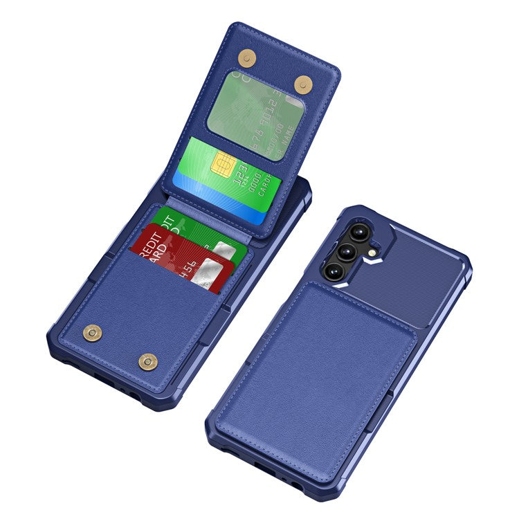 ZM11 For Samsung Galaxy A14 5G / 4G Case Card Slots Leather+TPU Anti-drop Phone Cover - Dark Blue