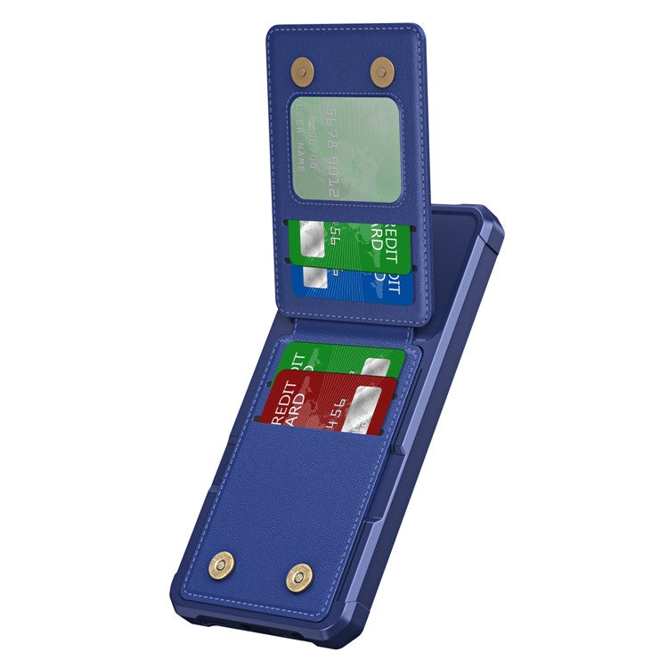 ZM11 For Samsung Galaxy A14 5G / 4G Case Card Slots Leather+TPU Anti-drop Phone Cover - Dark Blue