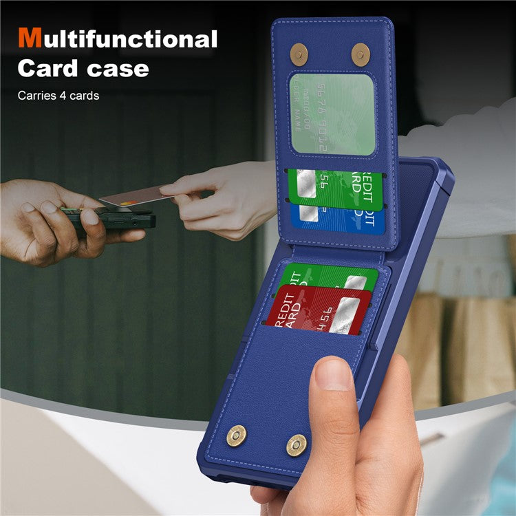 ZM11 For Samsung Galaxy A14 5G / 4G Case Card Slots Leather+TPU Anti-drop Phone Cover - Dark Blue