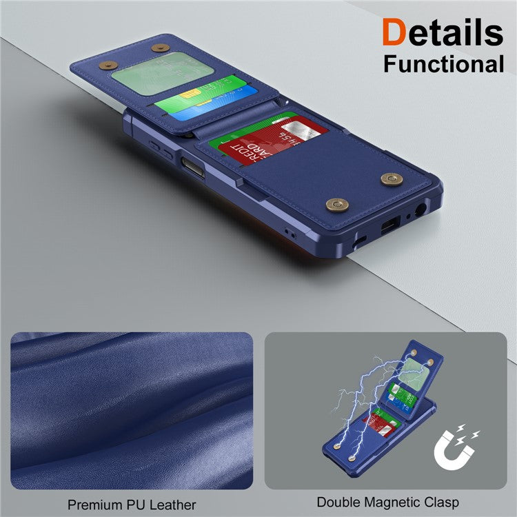 ZM11 For Samsung Galaxy A14 5G / 4G Case Card Slots Leather+TPU Anti-drop Phone Cover - Dark Blue