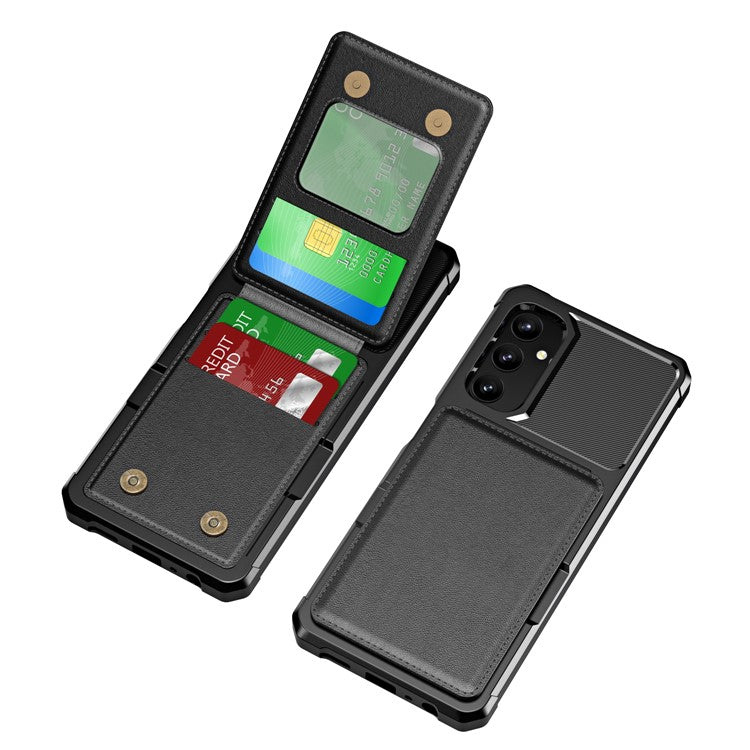 ZM11 For Samsung Galaxy A05s 4G Case Card Slots Kickstand Leather+TPU Phone Cover -  Black