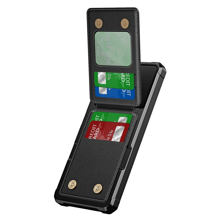ZM11 For Samsung Galaxy A05s 4G Case Card Slots Kickstand Leather+TPU Phone Cover -  Black