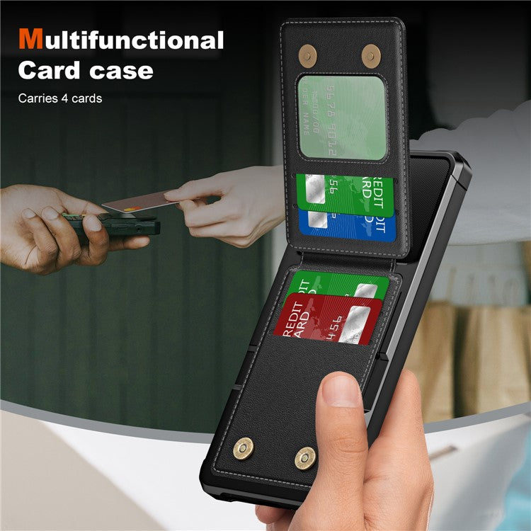 ZM11 For Samsung Galaxy A05s 4G Case Card Slots Kickstand Leather+TPU Phone Cover -  Black