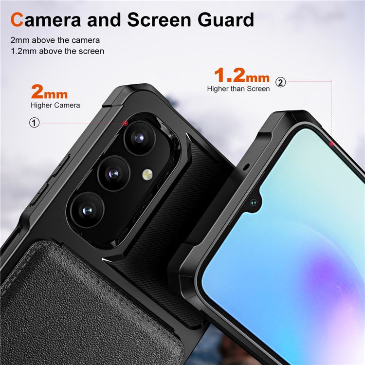ZM11 For Samsung Galaxy A05s 4G Case Card Slots Kickstand Leather+TPU Phone Cover -  Black