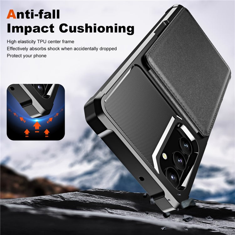 ZM11 For Samsung Galaxy A05s 4G Case Card Slots Kickstand Leather+TPU Phone Cover -  Black