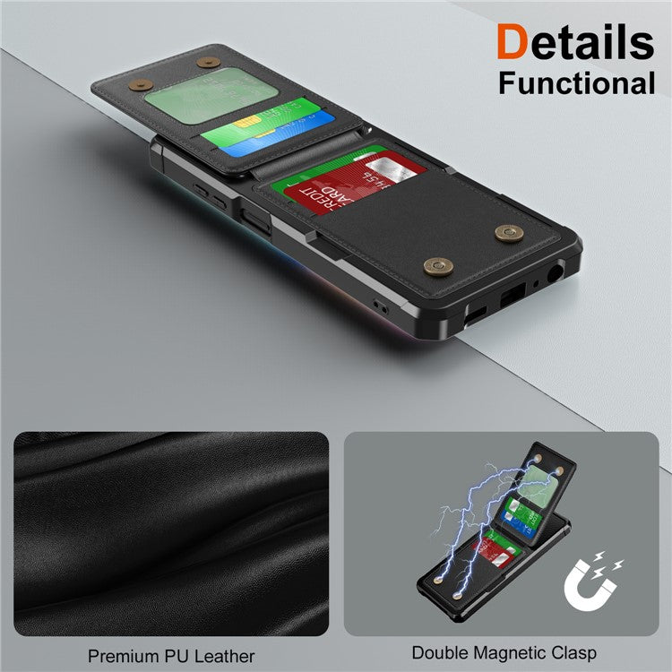 ZM11 For Samsung Galaxy A05s 4G Case Card Slots Kickstand Leather+TPU Phone Cover -  Black