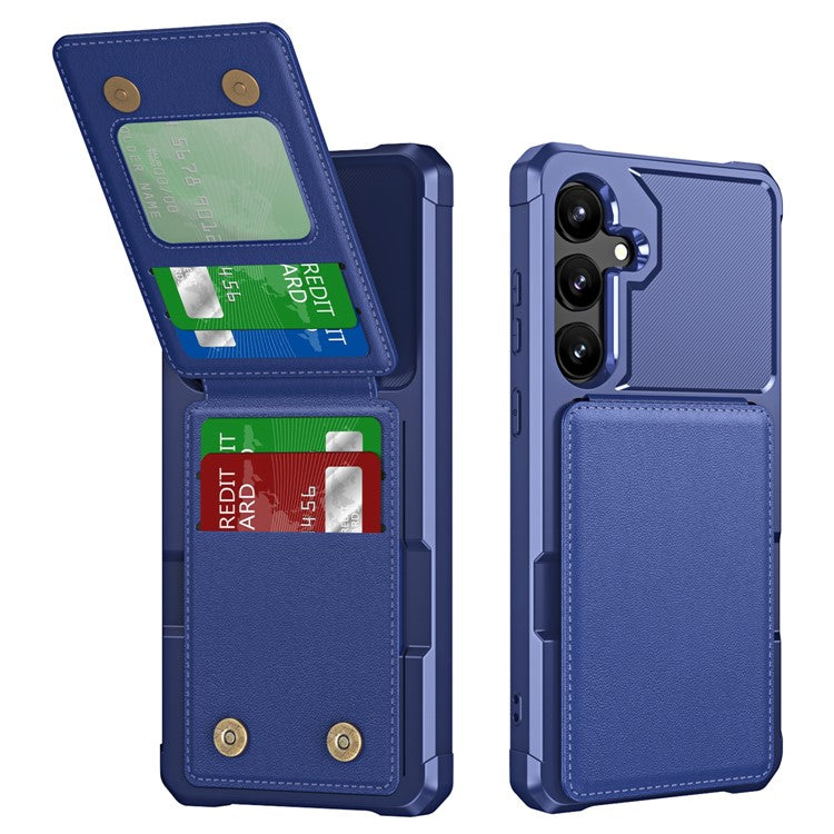 ZM11 For Samsung Galaxy A35 5G Case Card Slot Kickstand PU+TPU Phone Cover - Dark Blue