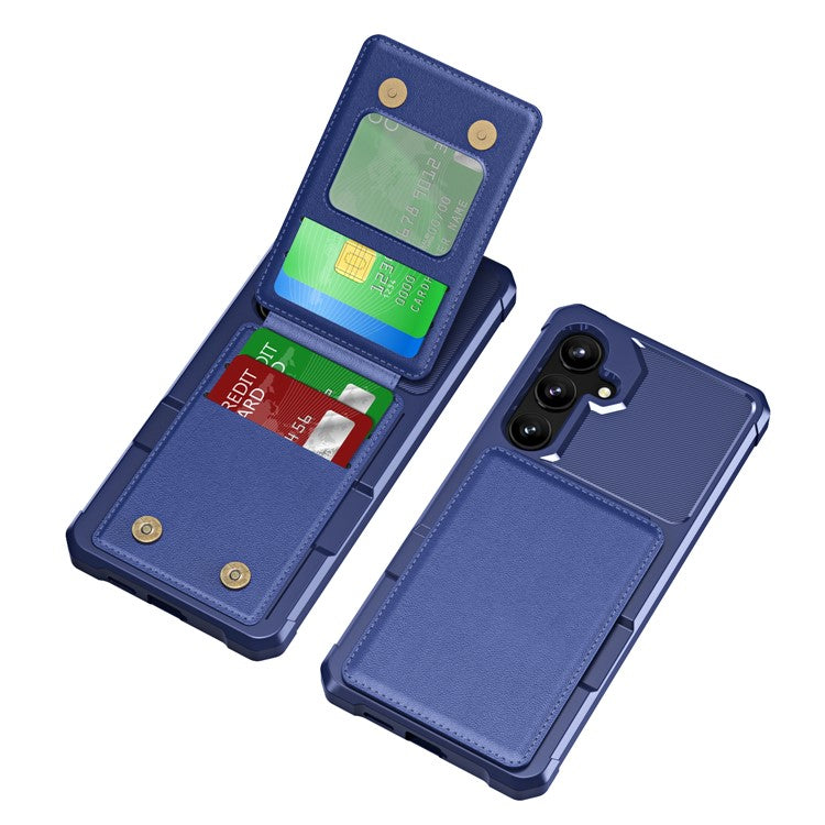 ZM11 For Samsung Galaxy A35 5G Case Card Slot Kickstand PU+TPU Phone Cover - Dark Blue
