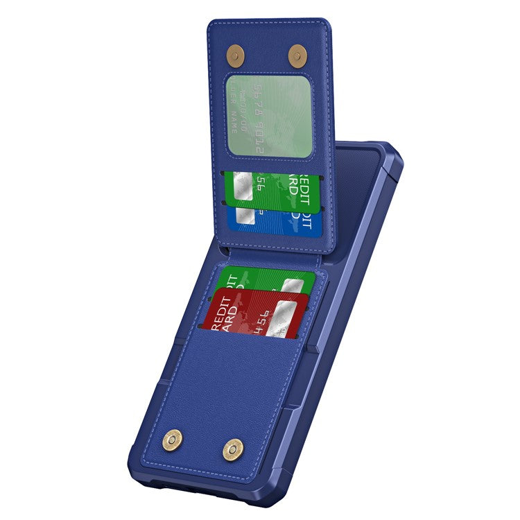 ZM11 For Samsung Galaxy A35 5G Case Card Slot Kickstand PU+TPU Phone Cover - Dark Blue