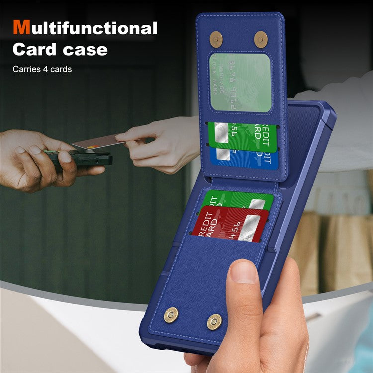ZM11 For Samsung Galaxy A35 5G Case Card Slot Kickstand PU+TPU Phone Cover - Dark Blue