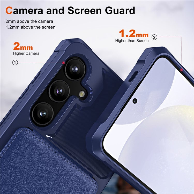ZM11 For Samsung Galaxy A35 5G Case Card Slot Kickstand PU+TPU Phone Cover - Dark Blue