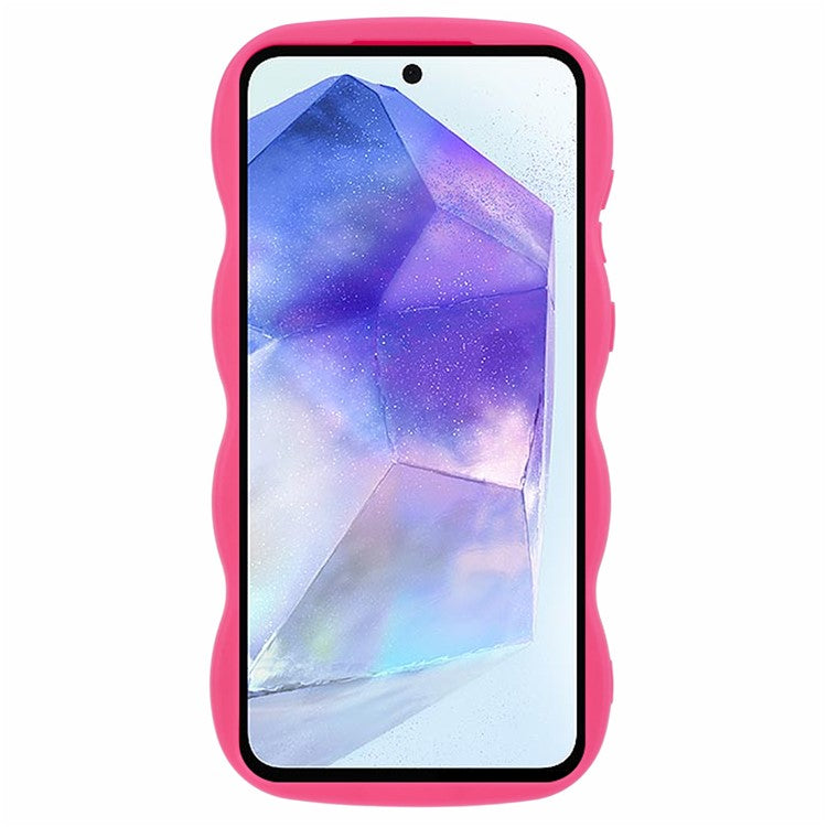 XL Series For Samsung Galaxy A55 5G Case Shockproof TPU Phone Cover with Creative Wave Frame - Rose