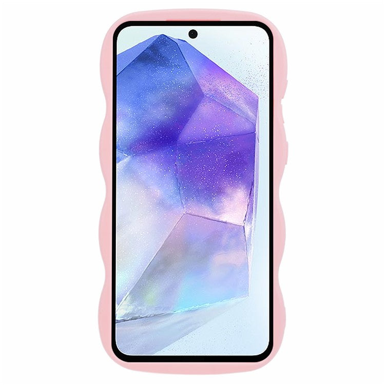 XL Series For Samsung Galaxy A55 5G Case Shockproof TPU Phone Cover with Creative Wave Frame - Pink