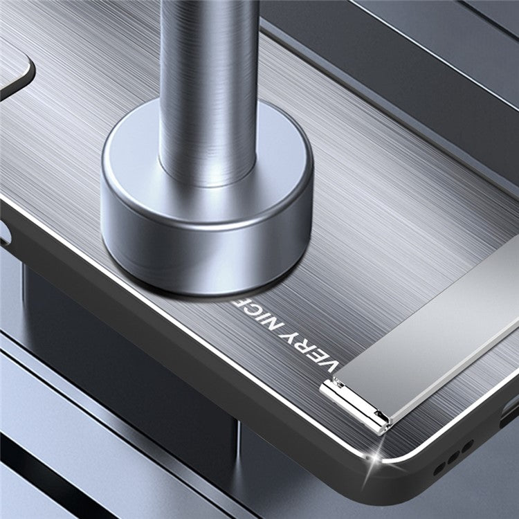 For Huawei nova 10 4G Brushed Surface Kickstand Phone Case TPU + Aluminium Alloy Anti-drop Hybrid Cover - Blue