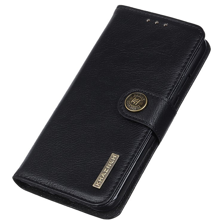KHAZNEH For Xiaomi Poco F6 5G / Redmi Turbo 3 5G Case Wallet Cowhide Texture Leather Phone Cover - Black