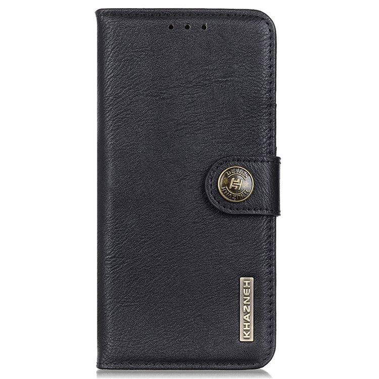 KHAZNEH For Xiaomi Poco F6 5G / Redmi Turbo 3 5G Case Wallet Cowhide Texture Leather Phone Cover - Black