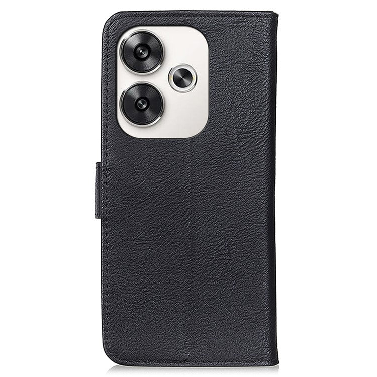 KHAZNEH For Xiaomi Poco F6 5G / Redmi Turbo 3 5G Case Wallet Cowhide Texture Leather Phone Cover - Black