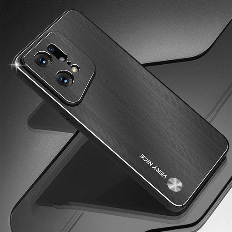 Anti-fingerprint Brushed Phone Case for Oppo Find X5 Pro 5G, TPU+Aluminium Alloy Back Phone Shell Cover - Black