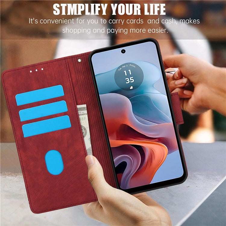 SY-001 For Motorola Moto G45 5G / G34 5G Case Butterfly Flower Leather Phone Cover - Red
