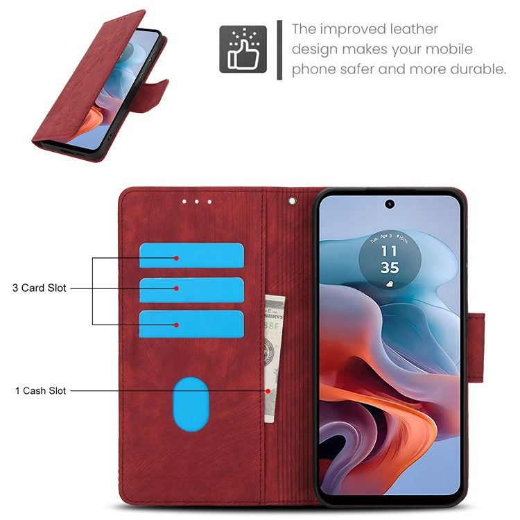 SY-001 For Motorola Moto G45 5G / G34 5G Case Butterfly Flower Leather Phone Cover - Red