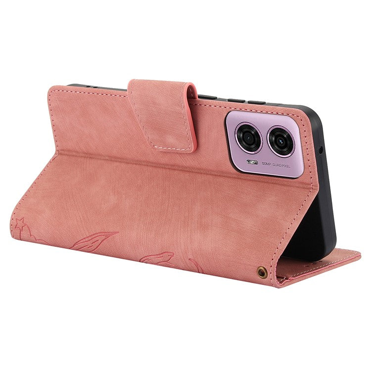 SY-001 For Motorola Moto G45 5G / G34 5G Case Butterfly Flower Leather Phone Cover - Pink