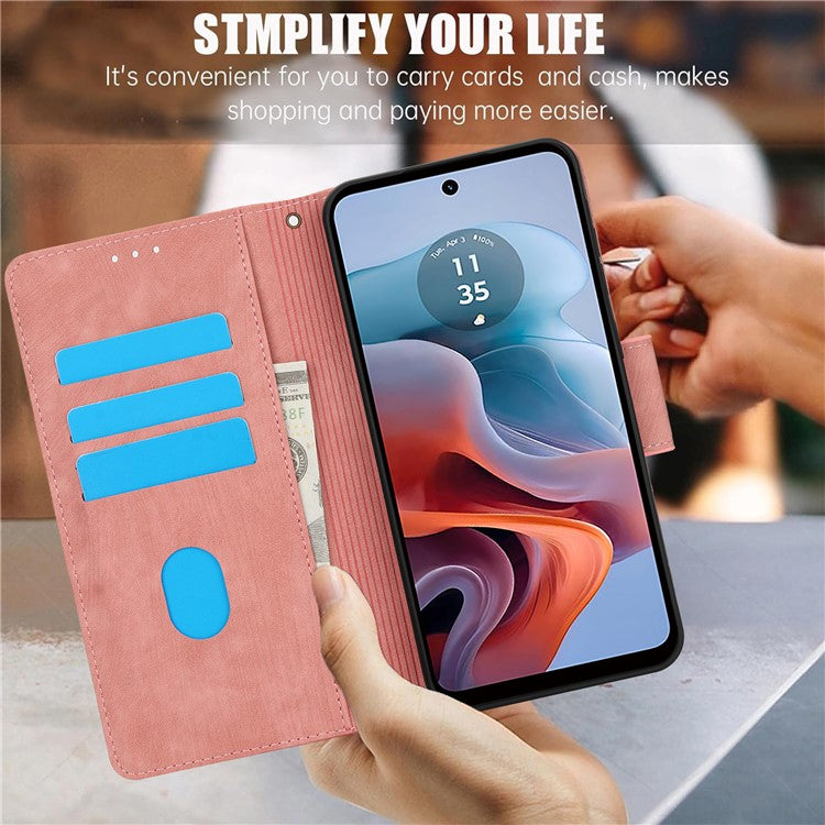 SY-001 For Motorola Moto G45 5G / G34 5G Case Butterfly Flower Leather Phone Cover - Pink