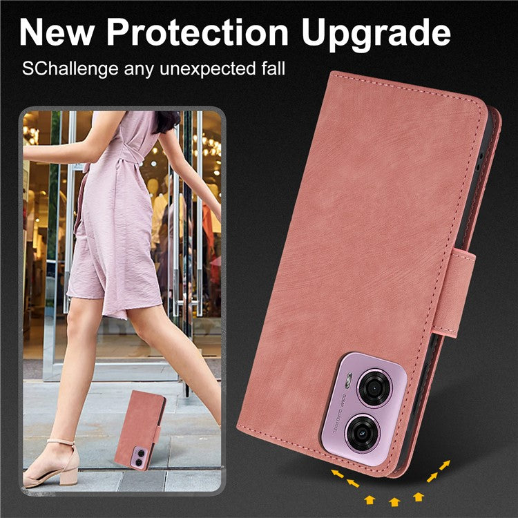 SY-001 For Motorola Moto G45 5G / G34 5G Case Butterfly Flower Leather Phone Cover - Pink
