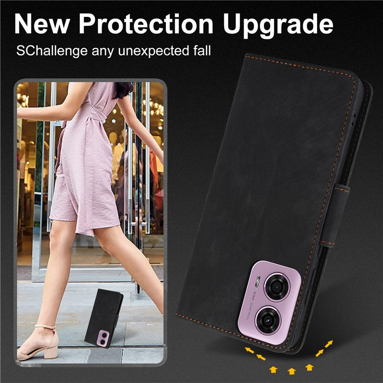 SY-001 For Motorola Moto G45 5G / G34 5G Case Butterfly Flower Leather Phone Cover - Black