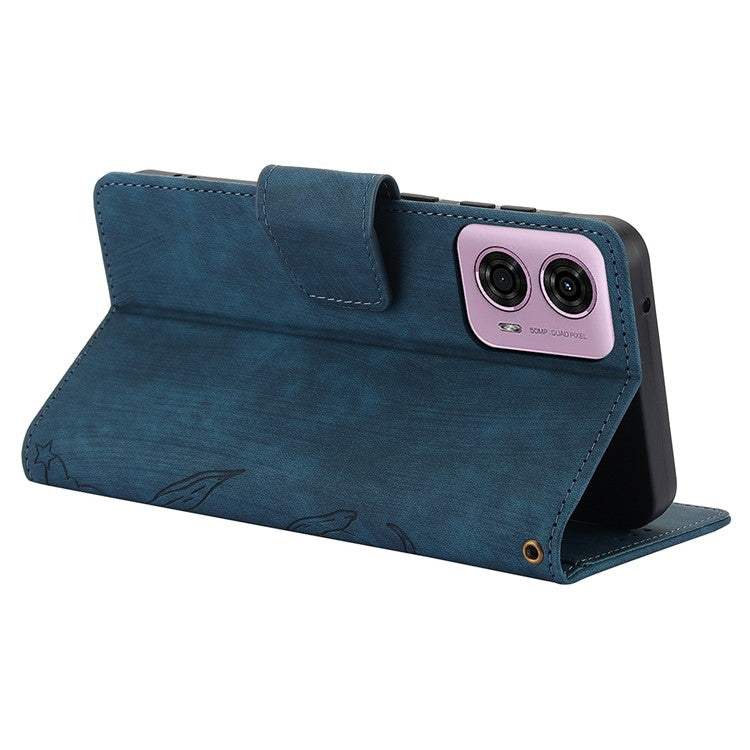 SY-001 For Motorola Moto G45 5G / G34 5G Case Butterfly Flower Leather Phone Cover - Blue