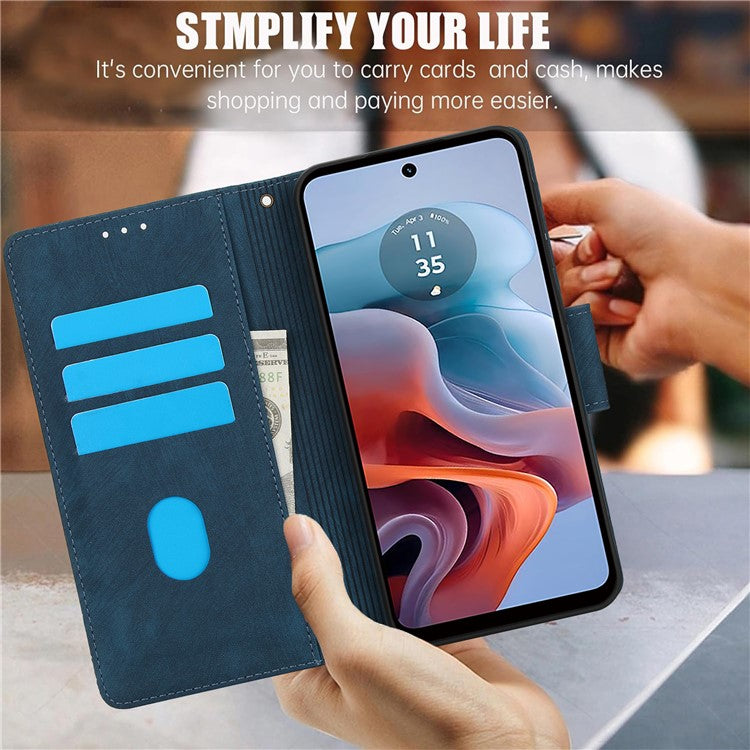 SY-001 For Motorola Moto G45 5G / G34 5G Case Butterfly Flower Leather Phone Cover - Blue