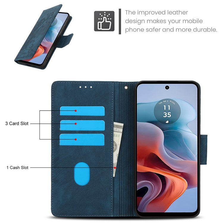 SY-001 For Motorola Moto G45 5G / G34 5G Case Butterfly Flower Leather Phone Cover - Blue