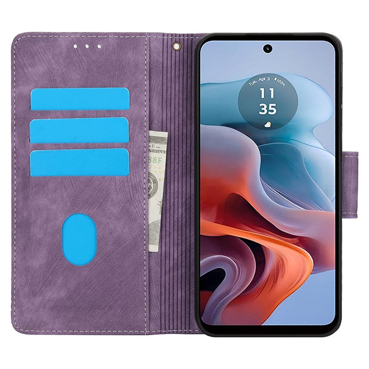 SY-001 For Motorola Moto G45 5G / G34 5G Case Butterfly Flower Leather Phone Cover - Purple