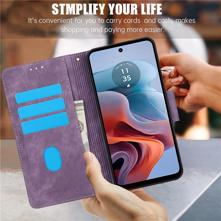 SY-001 For Motorola Moto G45 5G / G34 5G Case Butterfly Flower Leather Phone Cover - Purple
