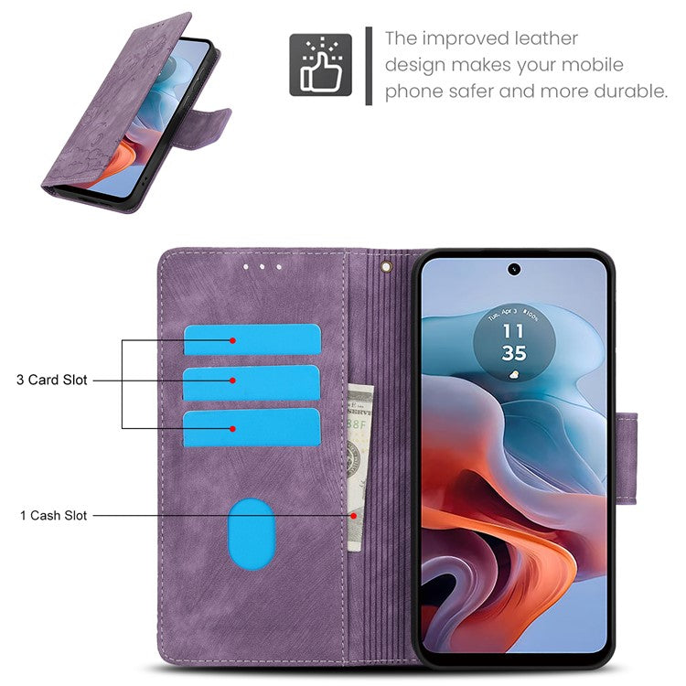 SY-001 For Motorola Moto G45 5G / G34 5G Case Butterfly Flower Leather Phone Cover - Purple