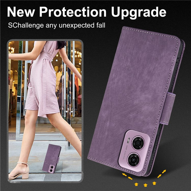 SY-001 For Motorola Moto G45 5G / G34 5G Case Butterfly Flower Leather Phone Cover - Purple